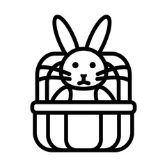 cute little rabbit in basket easter line style