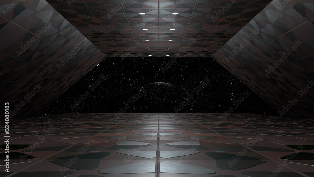 Wall mural space environment, ready for comp of your characters.3d rendering