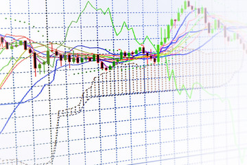 Obraz premium Candle stick graph chart of stock market investment trading.