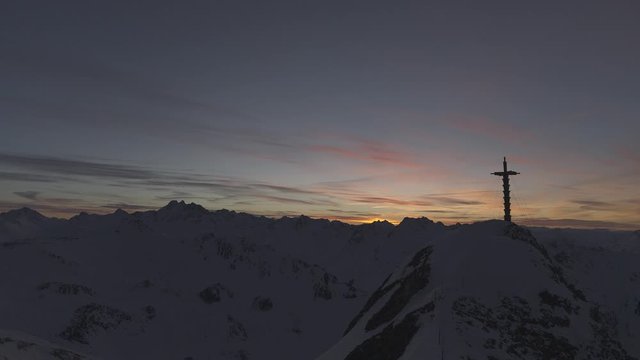 ischgl silvretta mountain in alpine sunset