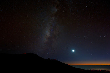 Fototapeta na wymiar New Moon and Milky Way