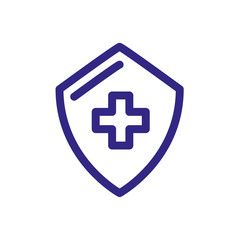 shield with medical cross icon, thick line style