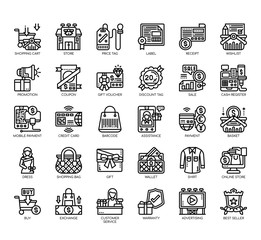 Set of back friday thin line and pixel perfect icons for any web and app project.