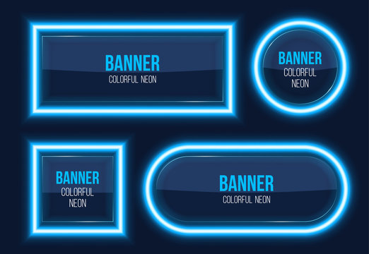 Creative vector illustration of neon glass banner isolated on background. Art design geometric glowing shapes template. Abstract concept graphic trendy transparent billboard with lights element