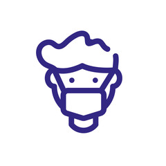 man with mouth mask icon, thick line style