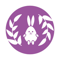 Happy easter rabbit egg block style icon vector design