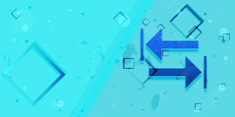 Transfer arrow icon flat abstract design cyan blue banner illustration