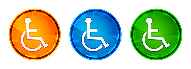 Wheelchair handicap icon shiny abstract round button set illustration