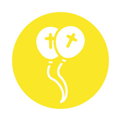 balloons helium with cross religion block style icon