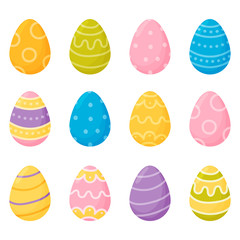 Vector set of colored easter eggs on a white background.
