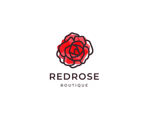 Red rose vector logo template - obrazy, fototapety, plakaty