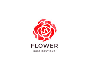 Red rose vector logo template