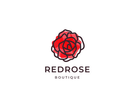 Red rose vector logo template Stock Vector | Adobe Stock