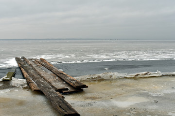 crossing the thawed ice