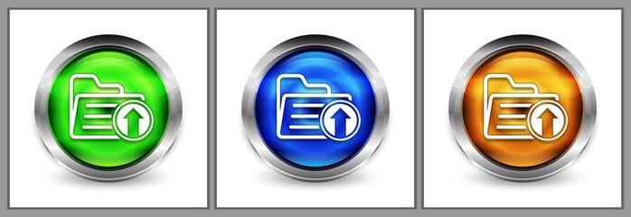 Upload files icon modern eyeball round button set illustration