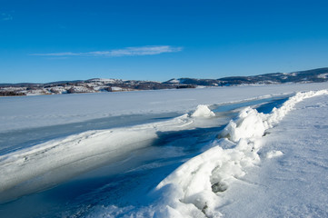 Frozen lake and surroundings