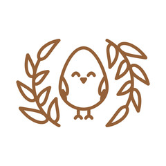Happy easter chick egg line style icon vector design