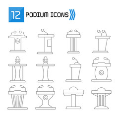 podium icons set thin line vector design