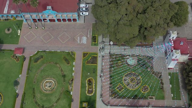 Arbol del Tule aerial top view of the widest tree of the world, beautiful gardens and church Templo Santa Mar&iacute;a de la Asunci&oacute;n.