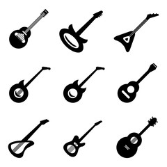 guitar icons vector silhouettes set