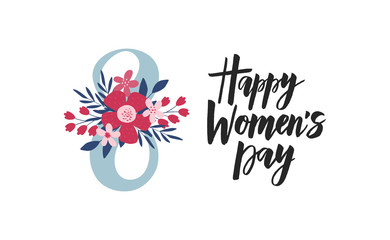 Obraz premium International Womens Day greeting card. Celebration text for advertising