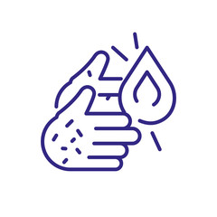 hand with water drop icon, line detail style
