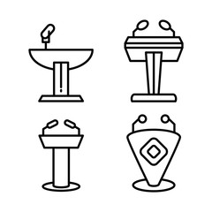 tribune and podium icons set line vector