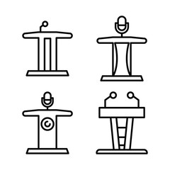 tribune and podium icons set line vector