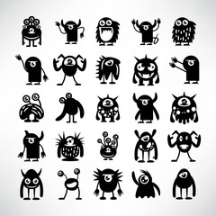 Obraz premium funny monster icons character vector set