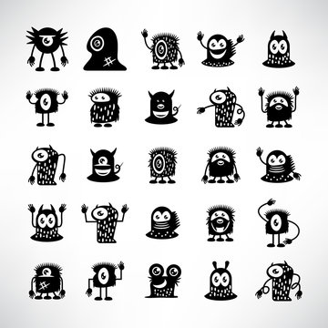 funny monster icons character vector set