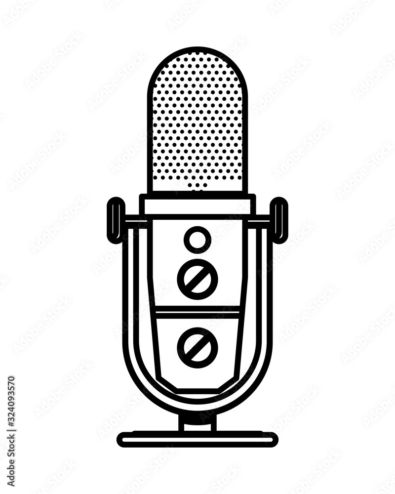 Poster radio microphone retro isolated icon