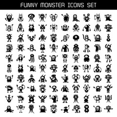big set of cute monsters cartoons and aliens