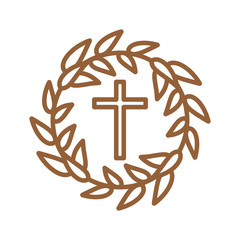 Christian and catholic cross line style icon vector design