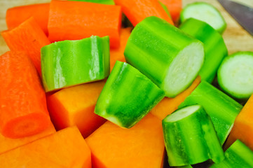 Vegetables cut on cutting board