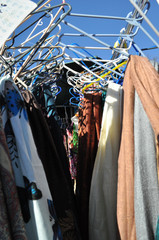Hanged Clothes in market stall