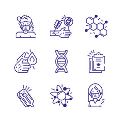 medical and chemistry icons set, line detail style