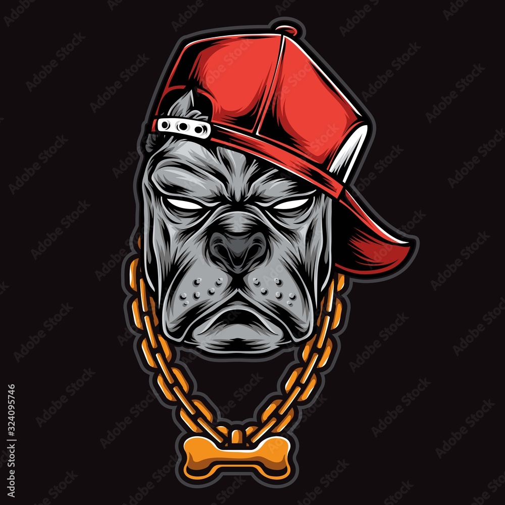 Wall mural gangster pitbull head vector logo