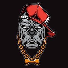 gangster pitbull head vector logo - obrazy, fototapety, plakaty