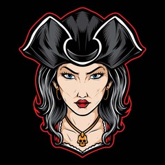 female pirate vector and logo