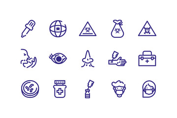 icons set of virus and sickness concept, thick line style