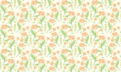 Vintage floral spring pattern background, with leaf and flower design.