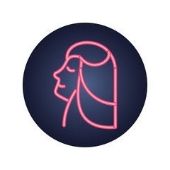 woman profile icon, neon style icon