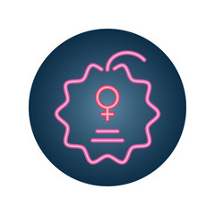 seal stamp with female gender symbol, neon style icon