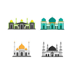 Illustration design collection of various types of mosques