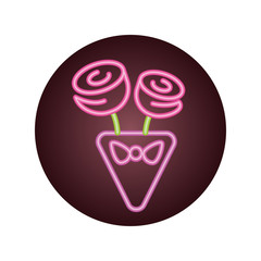 bouquet of roses, neon style icon