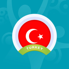 Turkey vector flag. European football 2020 tournament final stage. Official championship colors and style
