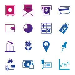 Isolated money gradient style icon set vector design