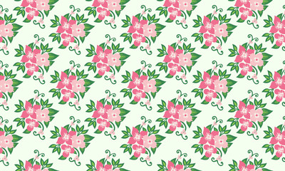 Simple spring flower pattern background, with leaf and floral design.