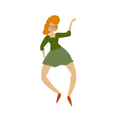 Cheerful dancing women. vector. flat illustration of young girl dance with smile face