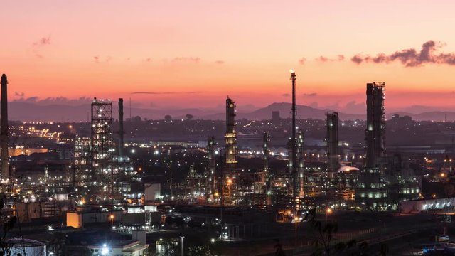 TimeLapse manufacturing oil refinery terminal is industrial facility for storage of oil and petrochemical. oil manufacturing products. power electric plant. footage b roll video 4k.